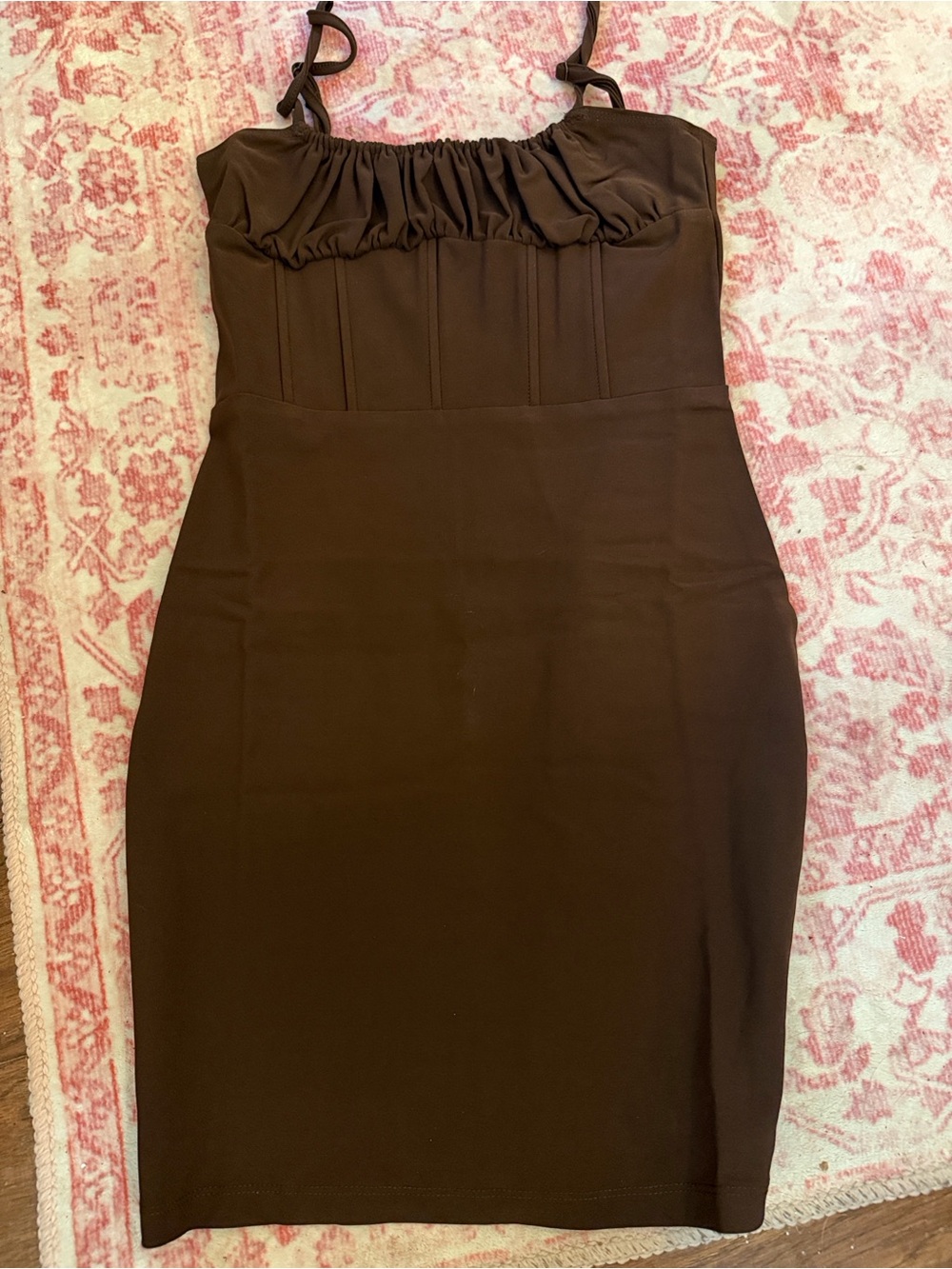 Size S  TIC TOC brand Women’s Brown Corset Bodice Sheath Dress